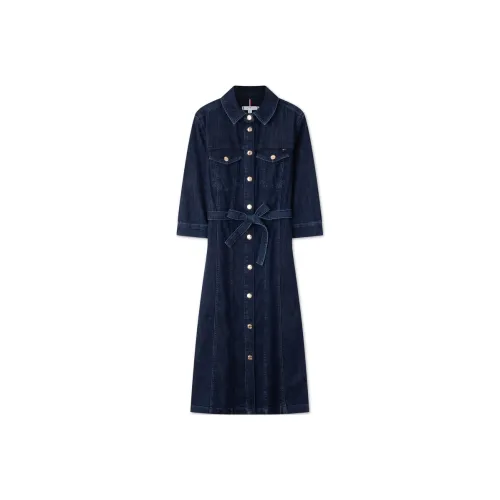 Tommy Hilfiger Темно-джинсовый синий 1AP Женские Короткие Платья с Рукавами