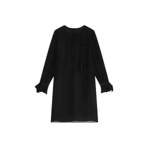 DKNY SS24 Длинное платье с длинными рукавами женское черное