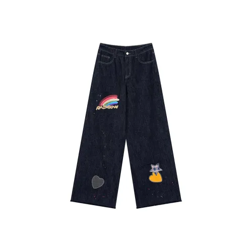 ELF SACK Радужный Джинсовый Синий Женские Джинсы