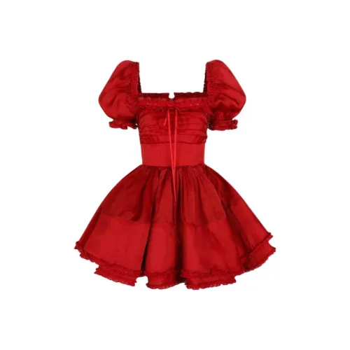 Selkie Коллекция FW24 Короткий рукав Платье Женское Marilyn Красный Лотос Красный