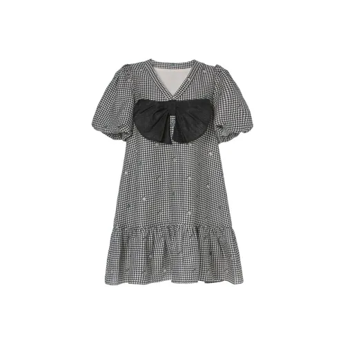 LOFT SHINE Клетчатый Женские Короткие Платья с Рукавами