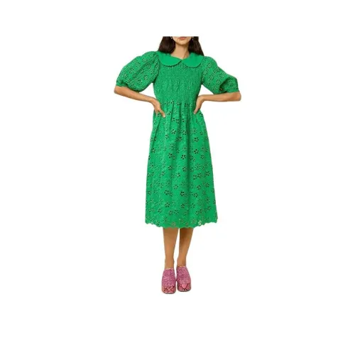 MANOUSH Короткий рукав Платье Женское Зеленое