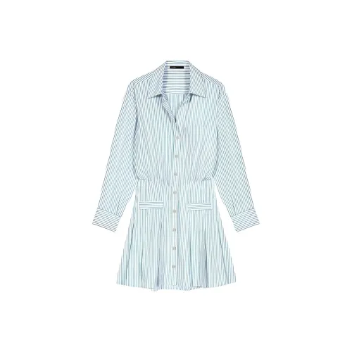 Maje Длинное платье с длинными рукавами женское белое зеленое