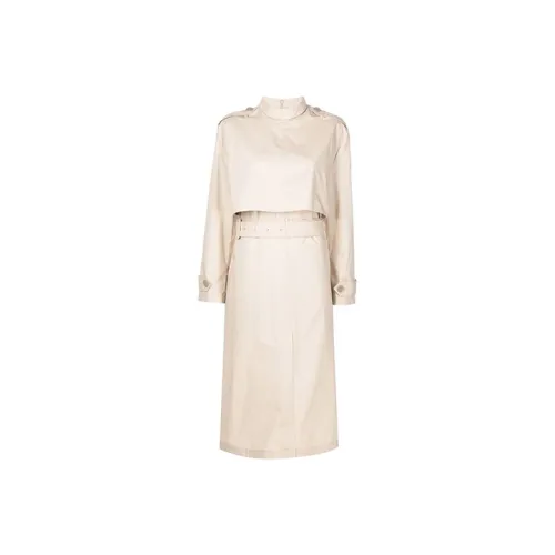 MM6 Maison Margiela Бежевые Женские Длинные Платья с Рукавами