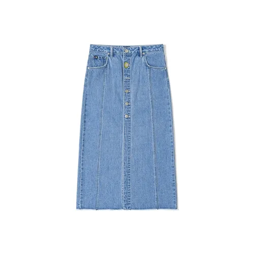 Lee Светло-синий Женские Джинсовые Длинные Юбки