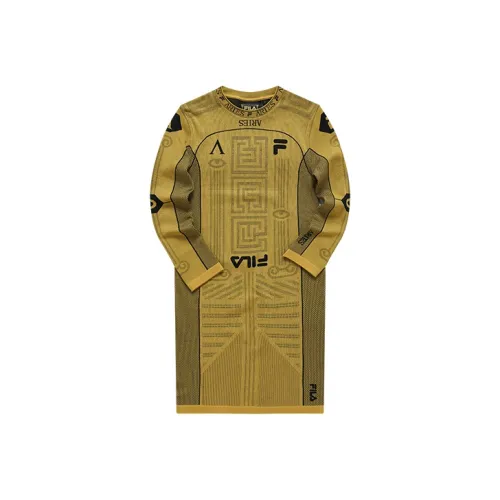 FILA FUSION ARIES Коллекция Сотрудничества Песочно-желтый Золотой Женские Длинные Платья с Рукавами