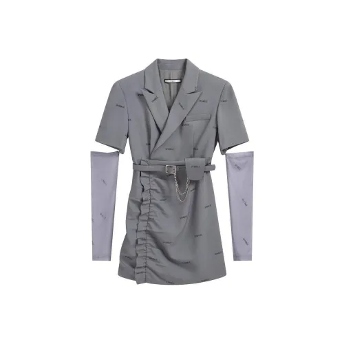 CoLove Короткий рукав Платье Женское Средне-серое