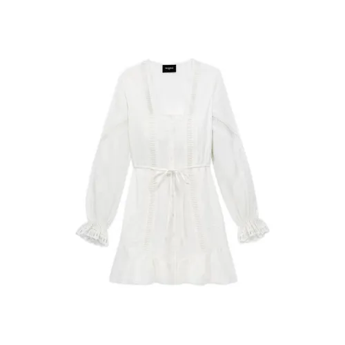 THE KOOPLES Белое Женское Длинное Платье с Рукавами