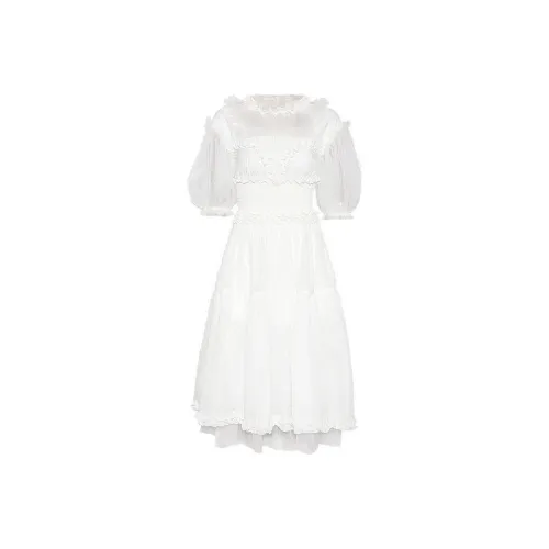 CHICCO MAO Белое Женское Короткое Платье с Рукавами