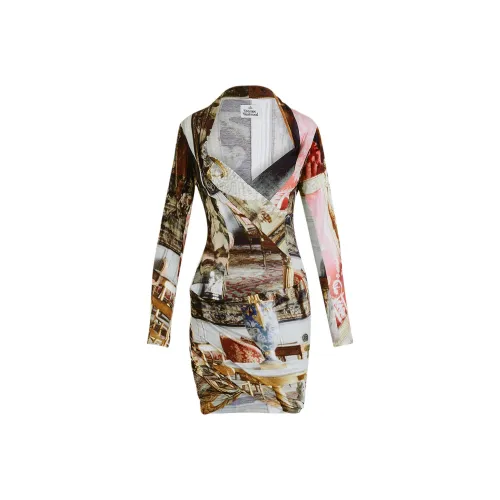 Vivienne Westwood Многоцветные Женские Длинные Платья с Рукавами
