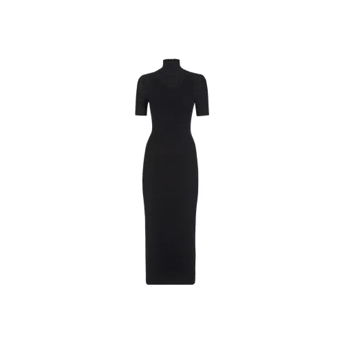 FENDI SS23 Короткий рукав Платье Женское Черное