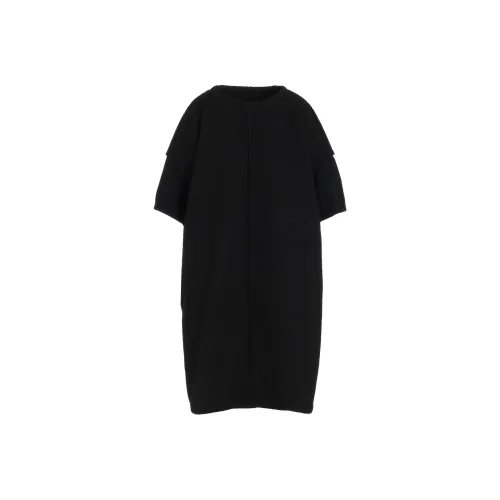 Yohji Yamamoto Черные Женские Короткие Платья с Короткими Рукавами