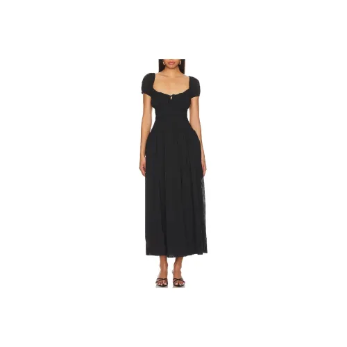 FREE PEOPLE SS24 Короткое платье с короткими рукавами женское черное