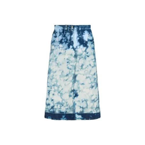 PALM ANGELS Denim Long Skirt Women's Blue