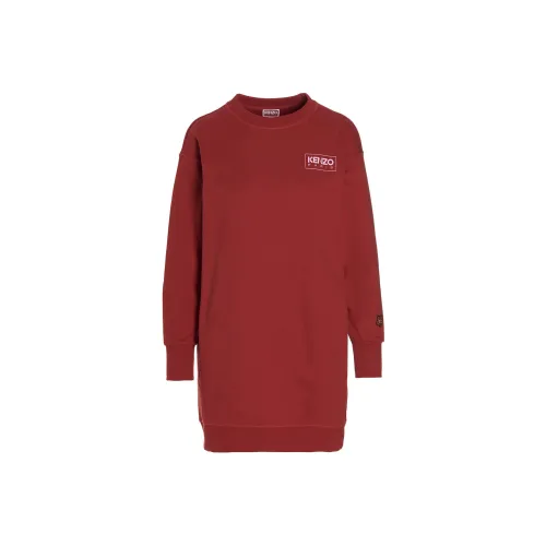 KENZO Red Женские Длинные Платья с Рукавами