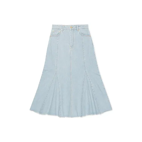 GANNI Светло-синий Женские Джинсовые Длинные Юбки