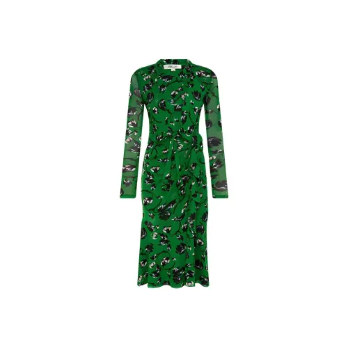 Diane von Furstenberg Зеленые Женские Длинные Платья с Длинными Рукавами