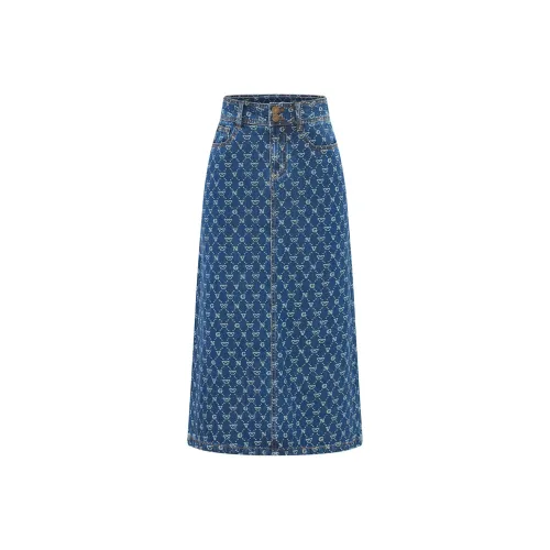 NAVIGARE Denim Long Skirt Women's Denim Blue