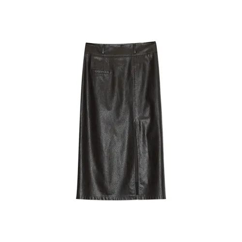 THE SEA LIFE Кожа Длинная Юбка Женская Темная Бабочка Коричневая