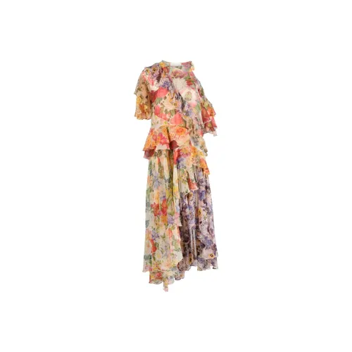 Zimmermann Многоцветные Женские Короткие Платья с Рукавами