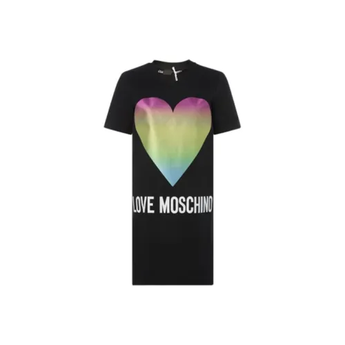 LOVE MOSCHINO Черное Женское Короткое Платье с Рукавами