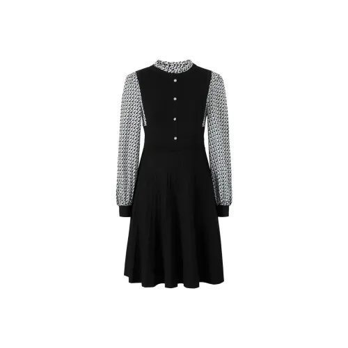 JZ. ANNAKRO Длинное платье с длинным рукавом женское простой дизайн черный цвет