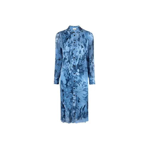 GANNI Blue Женские Длинные Рукава Платья