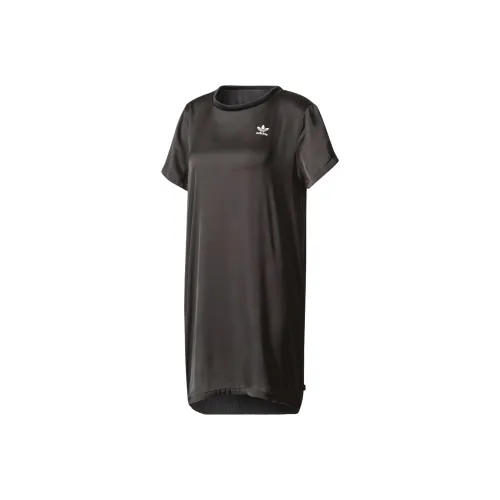 Adidas Originals Короткий рукав Платье Женское Черное