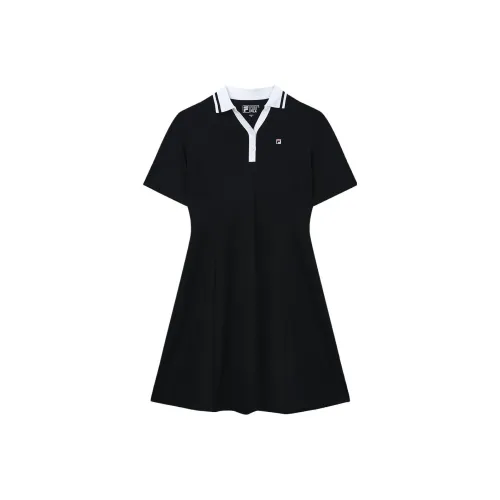 FILA Черное Женское Короткое Платье с Рукавами
