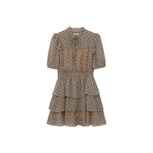 d'zzit Короткий рукав Платье Женское Темный хаки