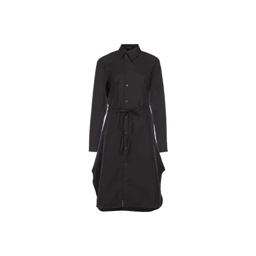 Yohji Yamamoto Черные Женские Длинные Платья с Длинными Рукавами