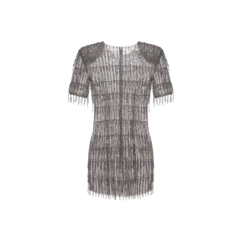 Elisabetta Franchi SS24 Короткое платье с короткими рукавами цвет Women's Silver