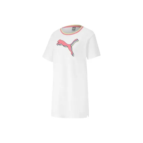 PUMA Белый Женские Короткие Платья с Короткими Рукавами