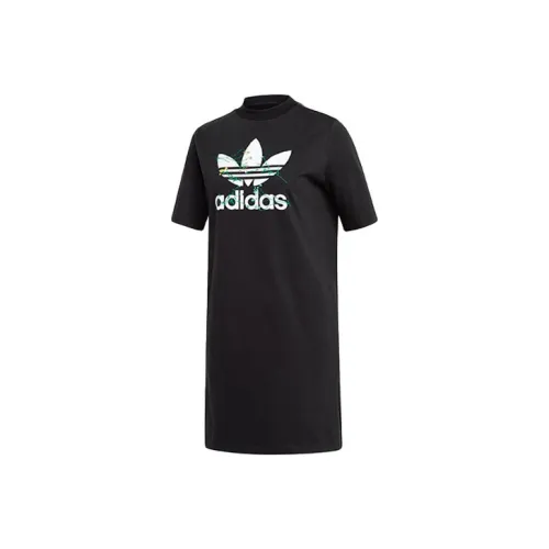 Adidas Originals Короткий рукав Платье Женское Черное
