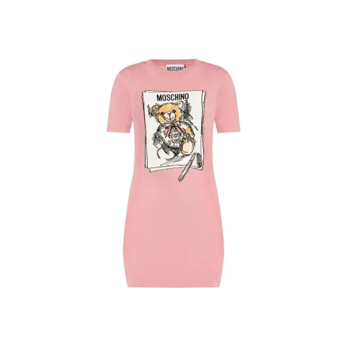 MOSCHINO Розовые Женские Платья с Коротким Рукавом