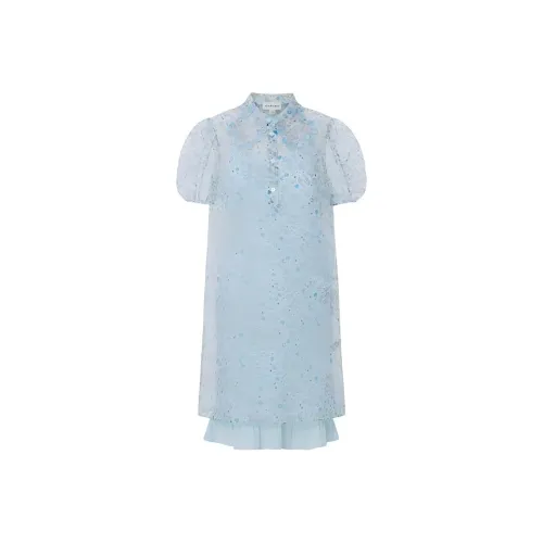 Carven Blue Женские Короткие Платья с Рукавами