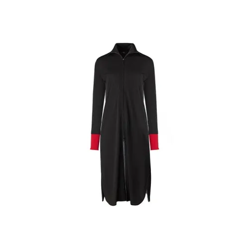 Yohji Yamamoto Черные Женские Длинные Платья с Длинными Рукавами