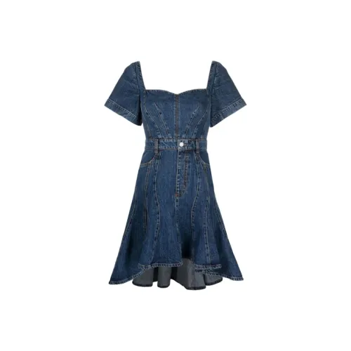 Alexander McQueen Blue Женские Короткие Платья с Рукавами