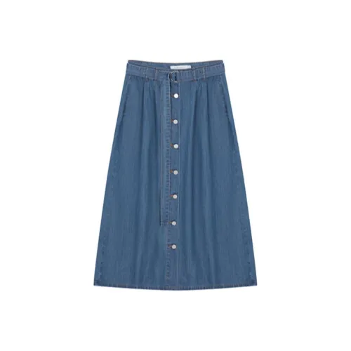 Mo Han Yi Mei Деним Длинный Юбка Женские Джинсовый синий