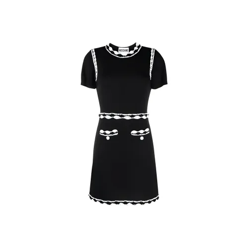 MOSCHINO Черное Женское Короткое Платье с Рукавами