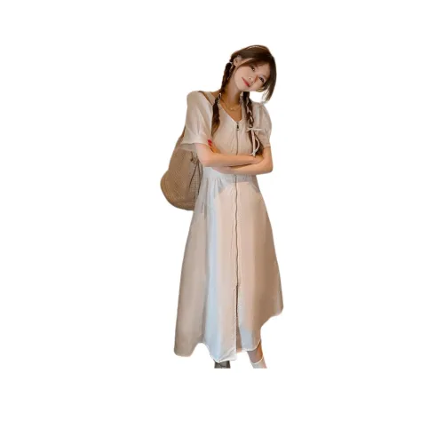 Juden Choi Короткий рукав Платье Женское Белое