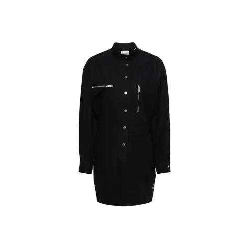 ISABEL MARANT ETOILE FW24 Длинное платье с длинными рукавами женское черное