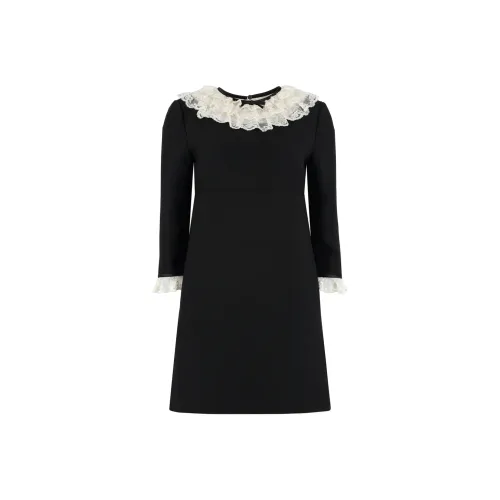 MIU MIU Черное Женское Длинное Платье с Рукавами