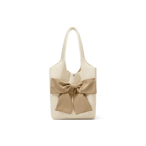 CinvaiKrose Ткань Тоут Сумка Сумка для покупок Сумка на плечо Большая Женская Экрю Серо-голубая