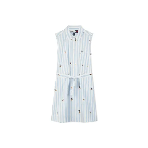 Tommy Hilfiger Tommy Hilfiger x Disney Co Branded SERIES Светло-голубой белый Полосы C1O Женские Платья без рукавов