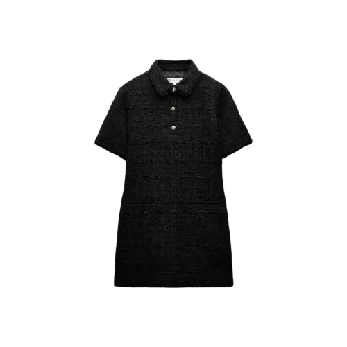 ZARA ZW Series Короткий рукав Платье Женское Черное
