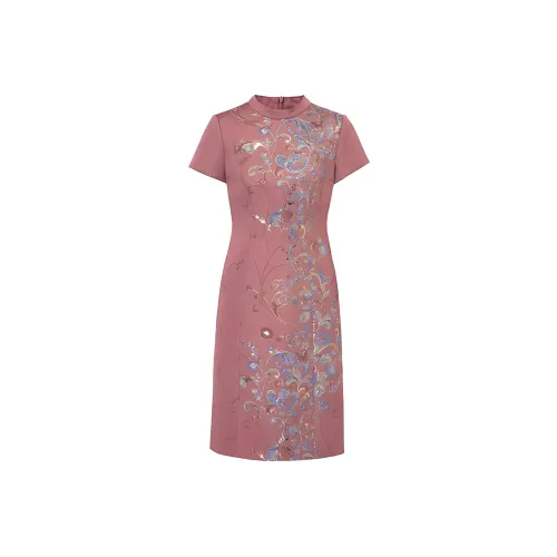 My Teno Короткий рукав Платье Женское Бегония Красный