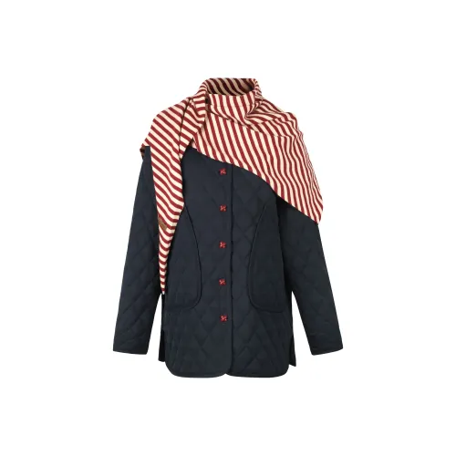 Valeria Obbaco Хлопковый пуховик женский темно-синий