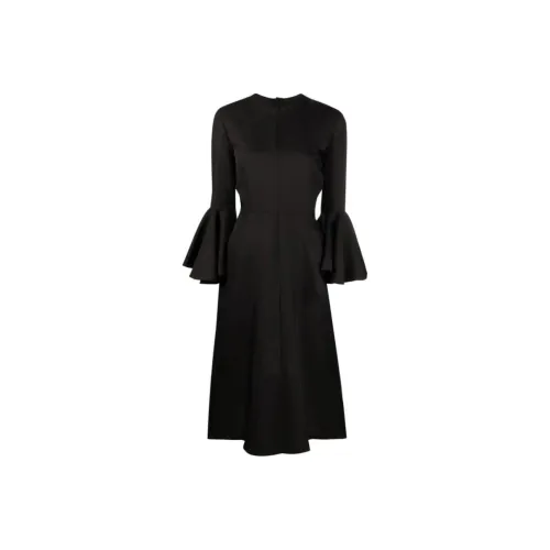 JIL SANDER Черное Женское Длинное Платье с Рукавами