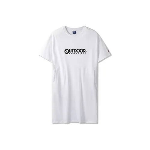 OUTDOOR PRODUCTS Короткий рукав Платье Женское Классическое Белое